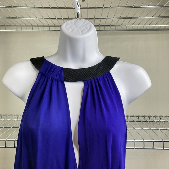 Ramy Brook Women's Blue Silk Halter Wrap Tank Top Size S Flowy Beachy Summer - Picture 7 of 10
